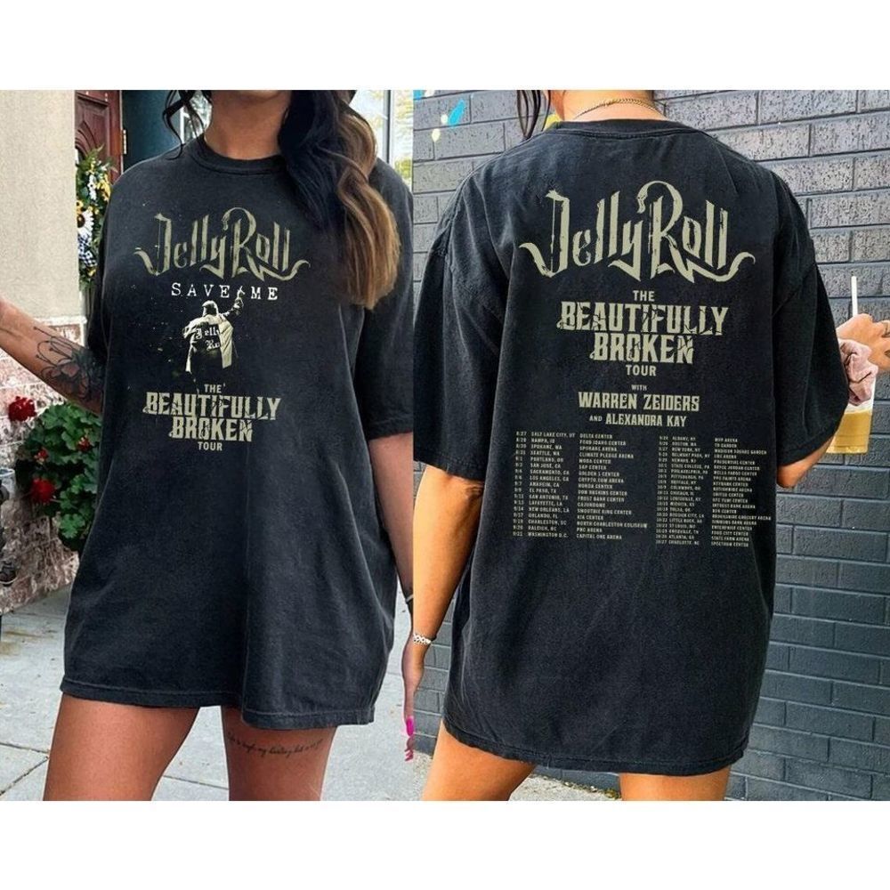 Jelly Roll 2024 Concert The Beautifully Broken 2 Sided Retro Fan Tee T-Shirt